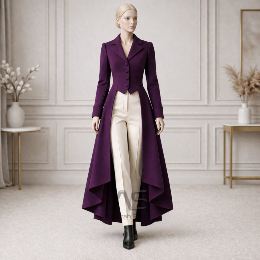 Custom Elegant Purple High-Low Tailcoat