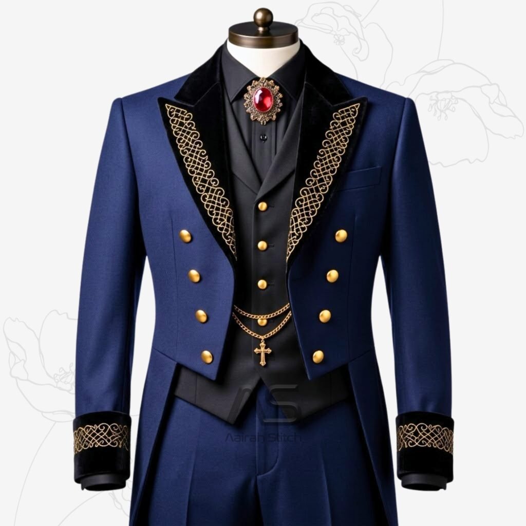 Custom Royal Navy Gold-Lace Tailcoat Suit